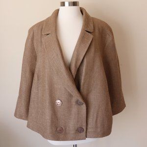 Talbots Double Breasted Cocoa Brown Woven Fabric Jacket Size 18W